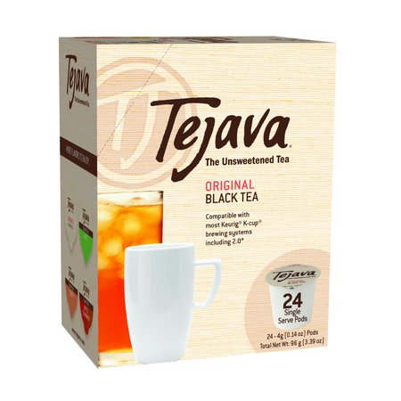 TEJAVA Original Unsweetened Black Tea Pods, Single Serve Cups, PK 24 40121